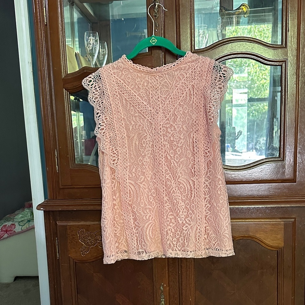 Cable & Gauge Delicate Pink Lace Blouse
